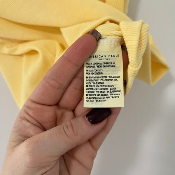 American Eagle Yellow Ribbed Crop Top Tank Size Medium - Picture 4 of 5